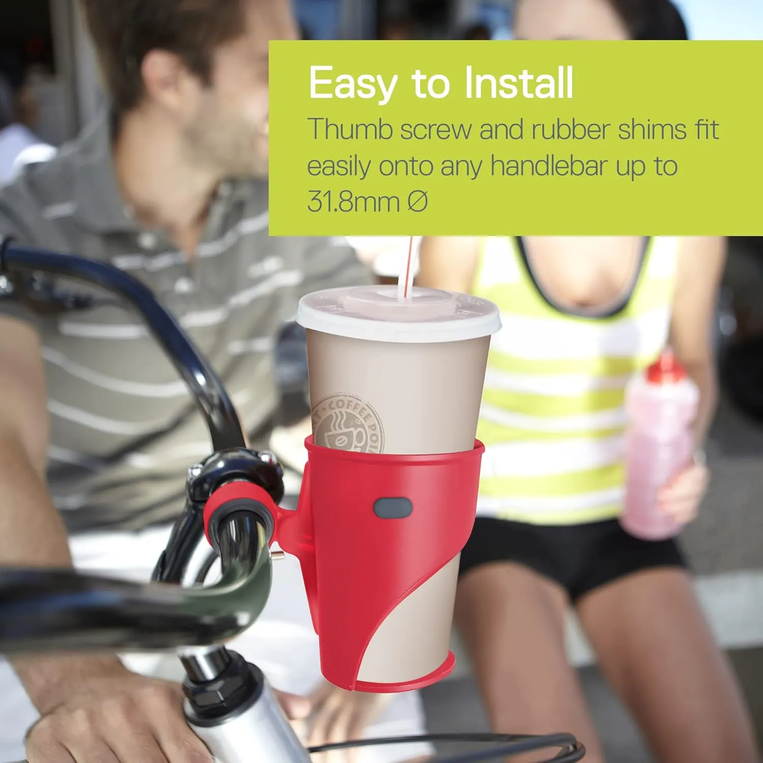 Delta Cycle Expanding Beverage Holder - Bike Cup Holder Handlebar Cruiser for Water Bottles, Coffee Cups and More - Integrated Rubber Pads for Secure Grip - Easy Installation, Durable Construction