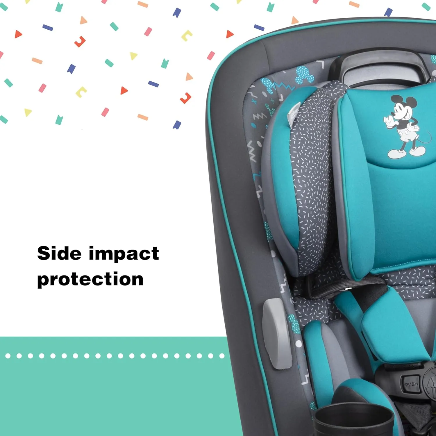 Disney Convertible Car Seat, Rear Facing 5-40 pounds, Forward Facing 30-65 pounds, Booster 40-100 lbs, Convert from Infant to Toddler, Mickey Sprinkle