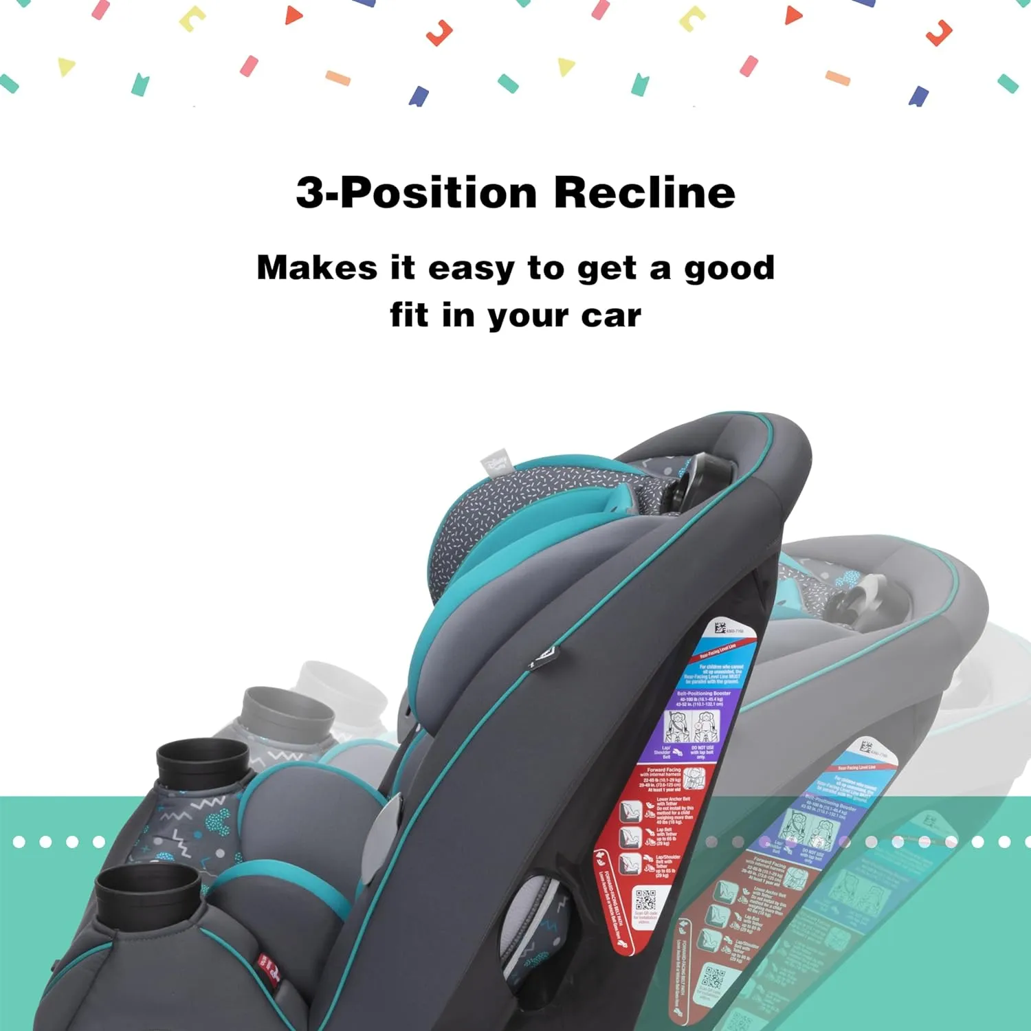 Disney Convertible Car Seat, Rear Facing 5-40 pounds, Forward Facing 30-65 pounds, Booster 40-100 lbs, Convert from Infant to Toddler, Mickey Sprinkle