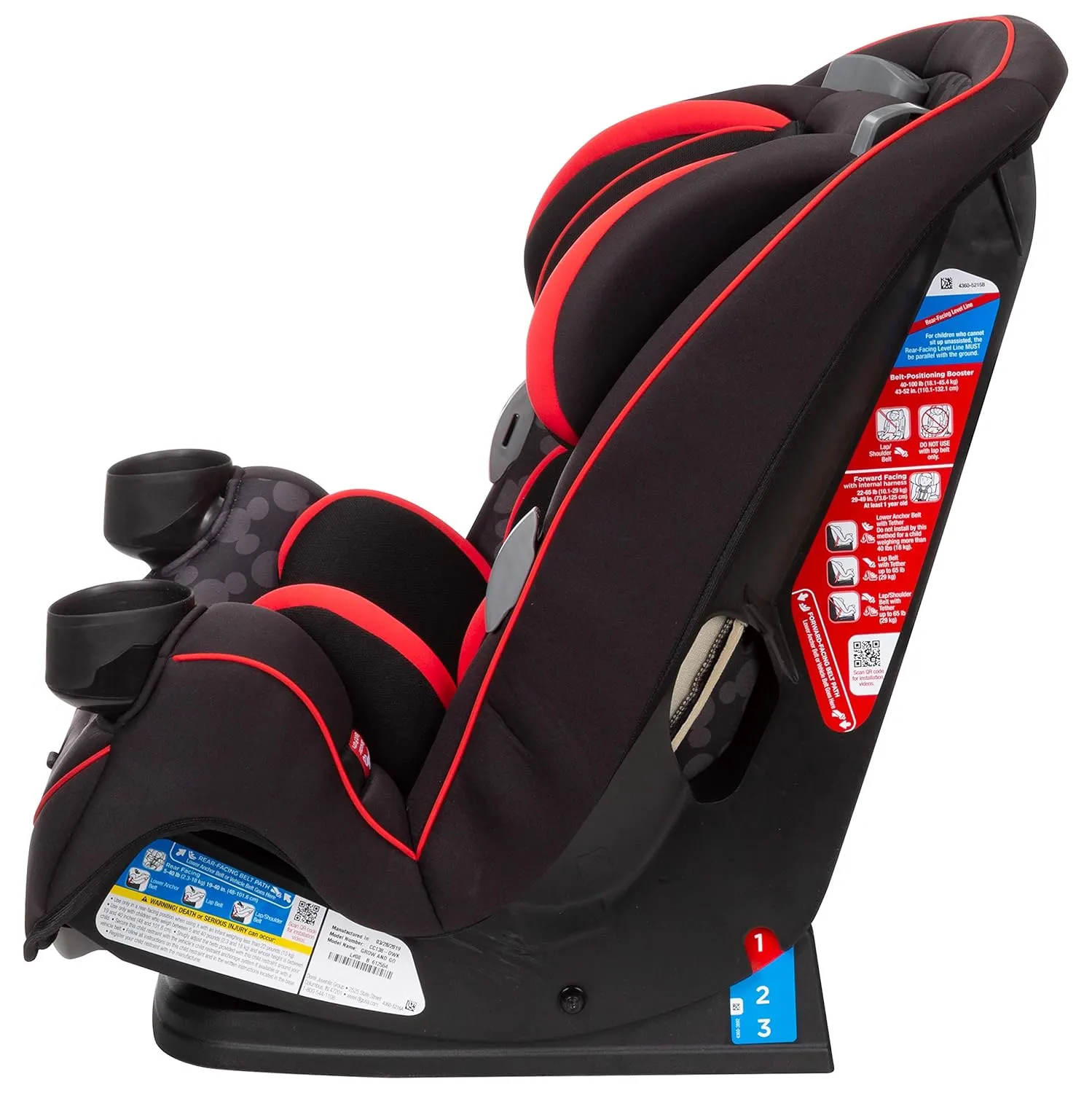 Disney Convertible Car Seat, Rear Facing 5-40 pounds, Forward Facing 30-65 pounds, Booster 40-100 lbs, Convert From Infant to Toddler, Simply Mickey