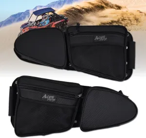 Door Bags Compatible with RZR 1000 Turbo S 900 - Side by Side Storage Accessories with Knee Pad (Sold as a pair) (Black, Front/2 Seat)