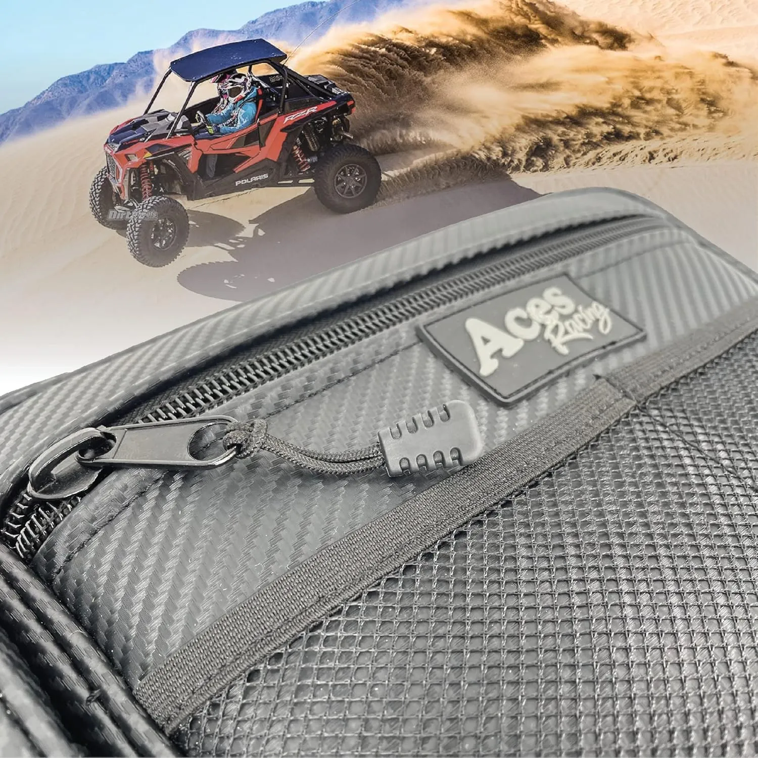 Door Bags Compatible with RZR 1000 Turbo S 900 - Side by Side Storage Accessories with Knee Pad (Sold as a pair) (Black, Front/2 Seat)