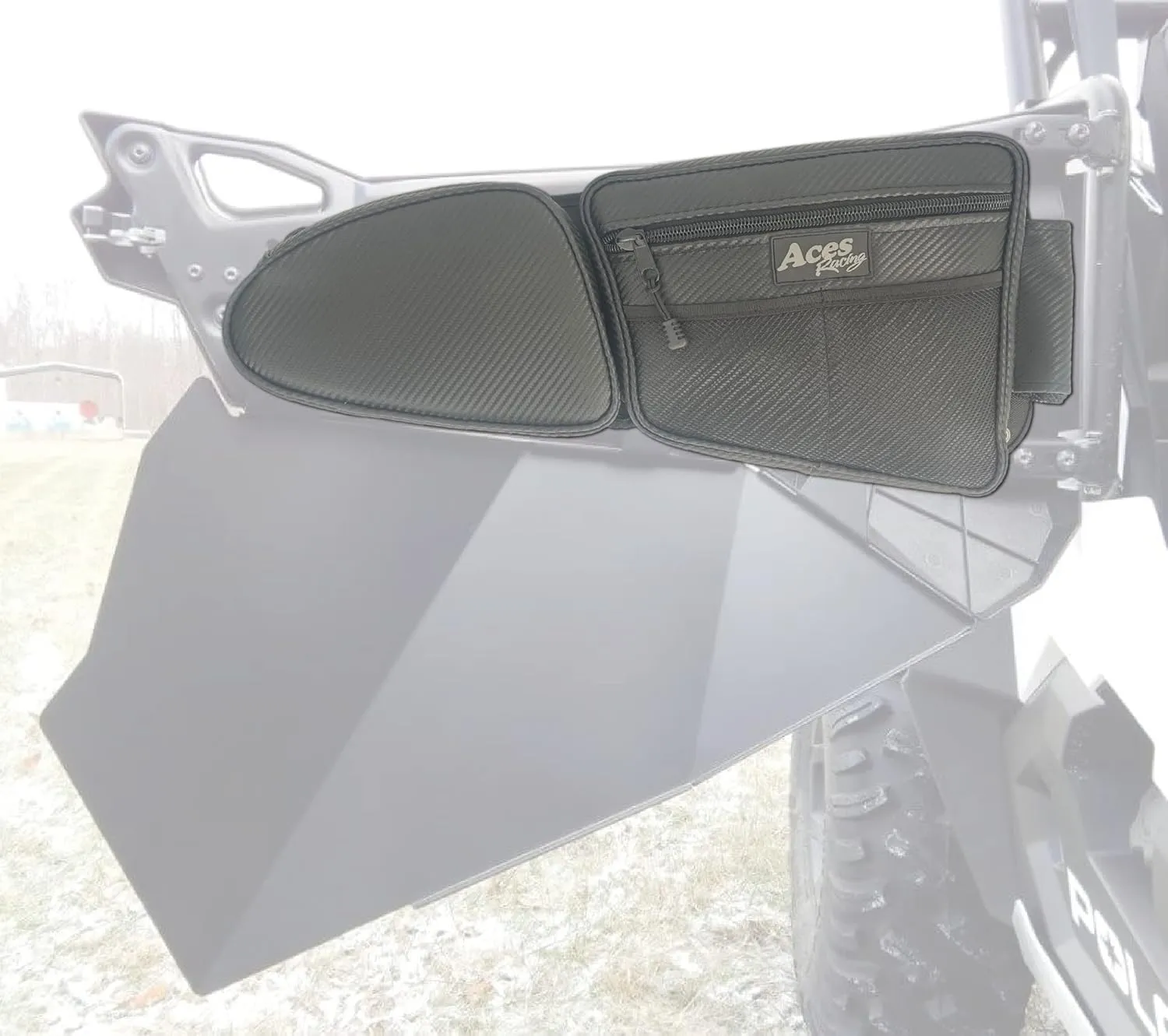 Door Bags Compatible with RZR 1000 Turbo S 900 - Side by Side Storage Accessories with Knee Pad (Sold as a pair) (Black, Front/2 Seat)