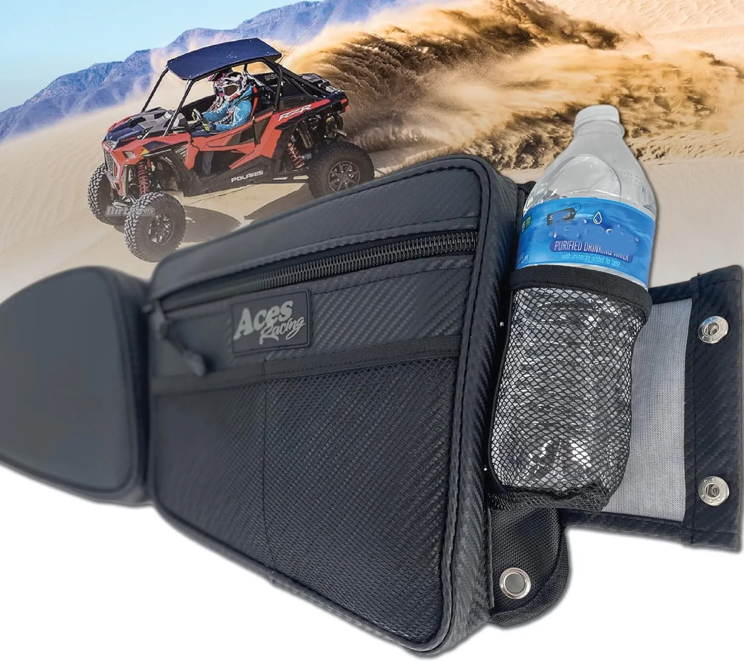 Door Bags Compatible with RZR 1000 Turbo S 900 - Side by Side Storage Accessories with Knee Pad (Sold as a pair) (Black, Front/2 Seat)