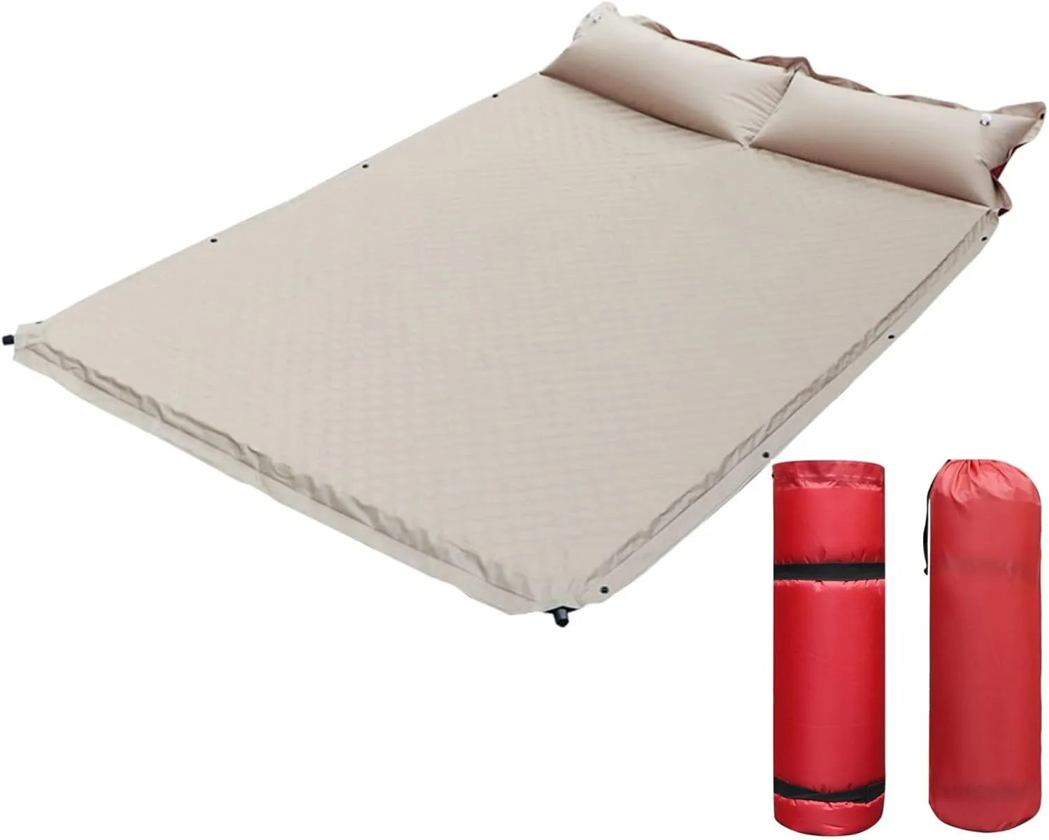 Double Sleeping Pad Self Inflating, Camping Mat, Comfort Sleeping Mat with Pillow, Pads Mats for Backpacking, Camping, Travel, Beach, Tents