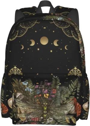 Dragonfly Of Crescent Moon Forest Witchcraft Stylish Backpack With Adjustable Padded Shoulder Straps Daypacks For Girls College Travel