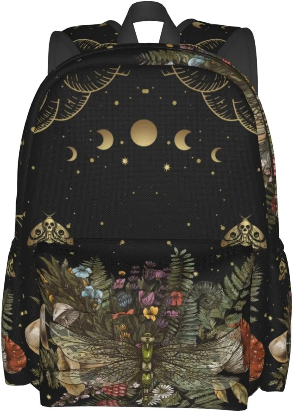 Dragonfly Of Crescent Moon Forest Witchcraft Stylish Backpack With Adjustable Padded Shoulder Straps Daypacks For Girls College Travel