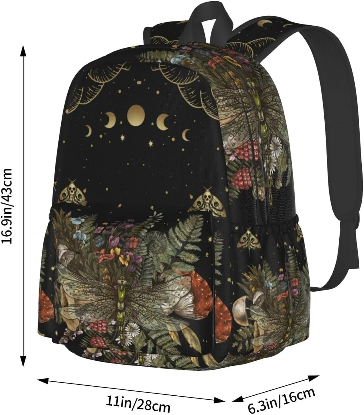 Dragonfly Of Crescent Moon Forest Witchcraft Stylish Backpack With Adjustable Padded Shoulder Straps Daypacks For Girls College Travel