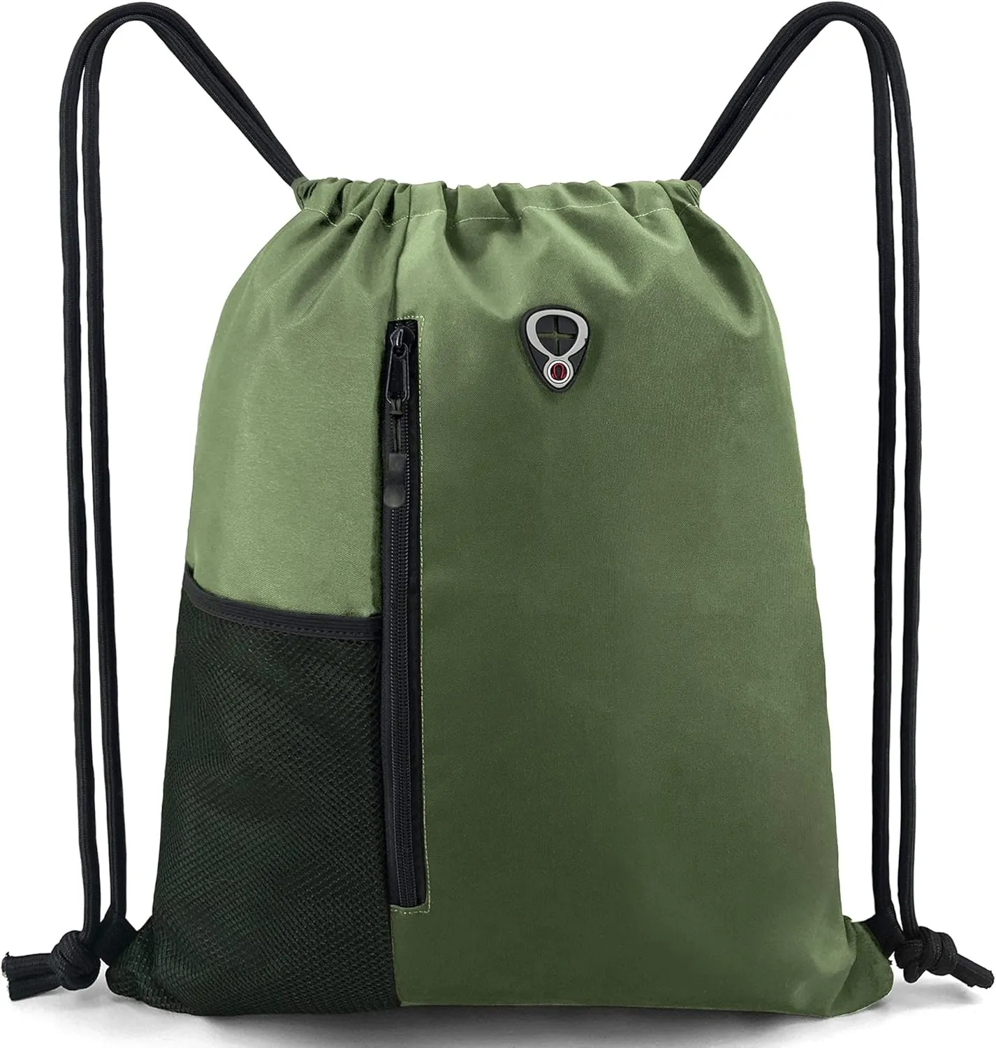 Drawstring Backpack Sports Gym Bag for Women Men Large Size With Two Zipper Pockets and Water Bottle Mesh Pockets