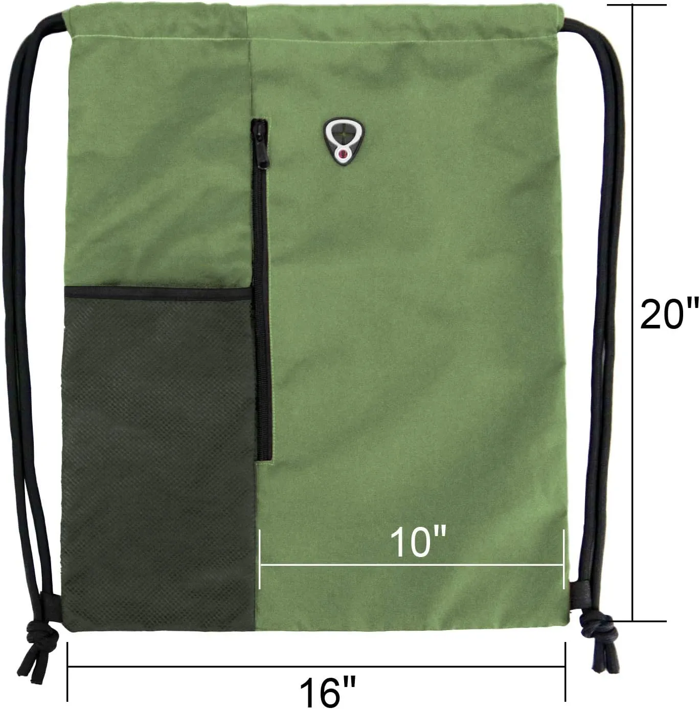 Drawstring Backpack Sports Gym Bag for Women Men Large Size With Two Zipper Pockets and Water Bottle Mesh Pockets