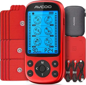 Dual Channel TENS Unit Muscle Stimulator, 3-in-1 EMS Muscle Stimulator with 24 Modes & 40 Levels, Rechargeable EMS Massager for Sciatica & Back Pain Relief with 12 TENS Machine Pads, EVA Case