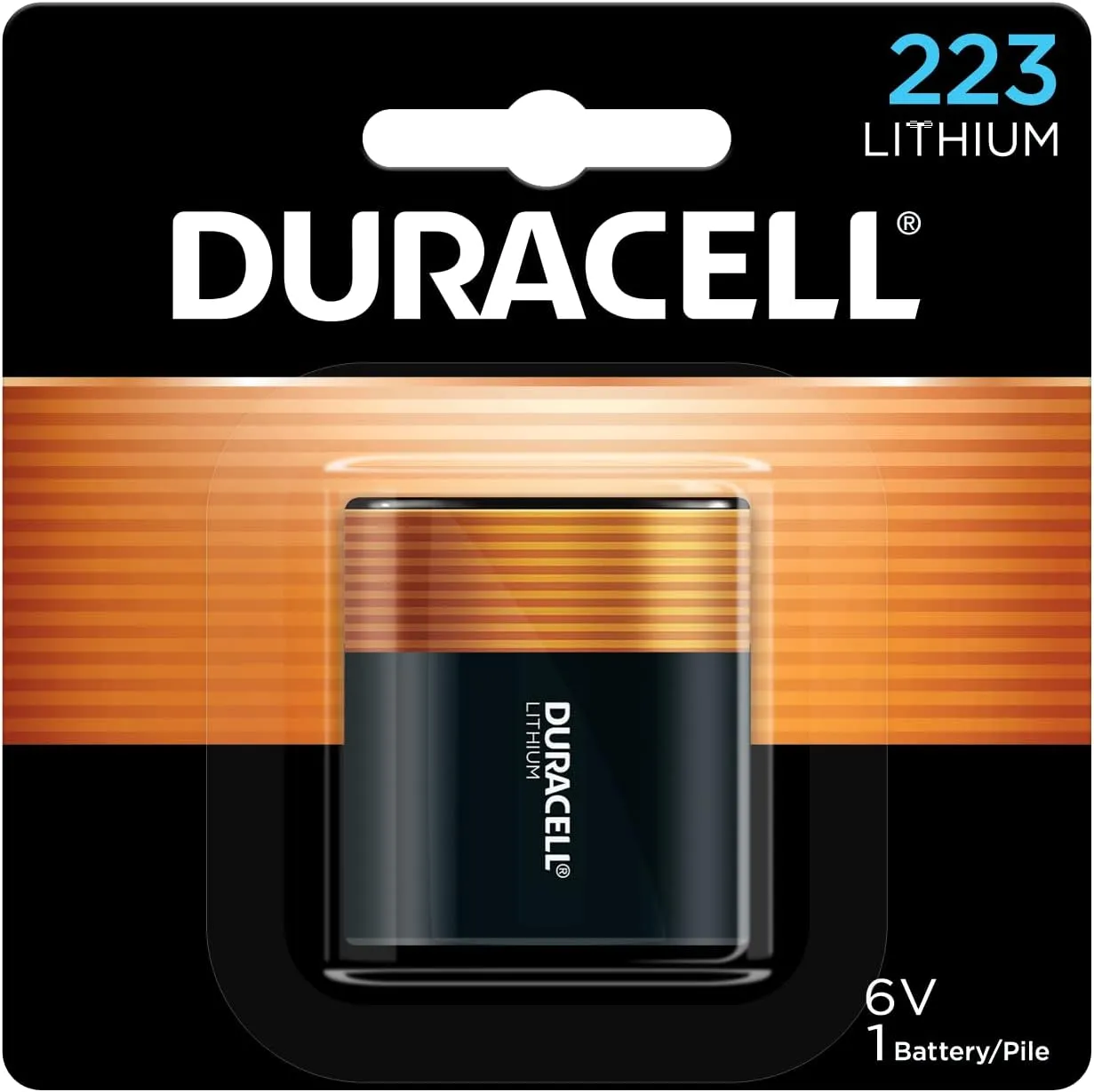 Duracell 223-6V Lithium-Battery, 1 Count Pack, 223 6 Volt High Power Ultra Lithium-Battery, Long-Lasting for Video and Photo-Cameras, Lighting Equipment, and More