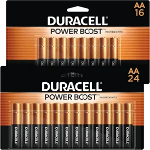Duracell Coppertop AA Batteries 24 Count   16 Count with Power Boost Ingredients, Double A Battery with Long-lasting Power, Alkaline AA Battery - 40 count total