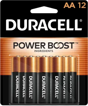 Duracell Coppertop AA Batteries with Power Boost Ingredients, 12 Count Pack Double A Battery with Long-lasting Power, Alkaline AA Battery for Household and Office Devices