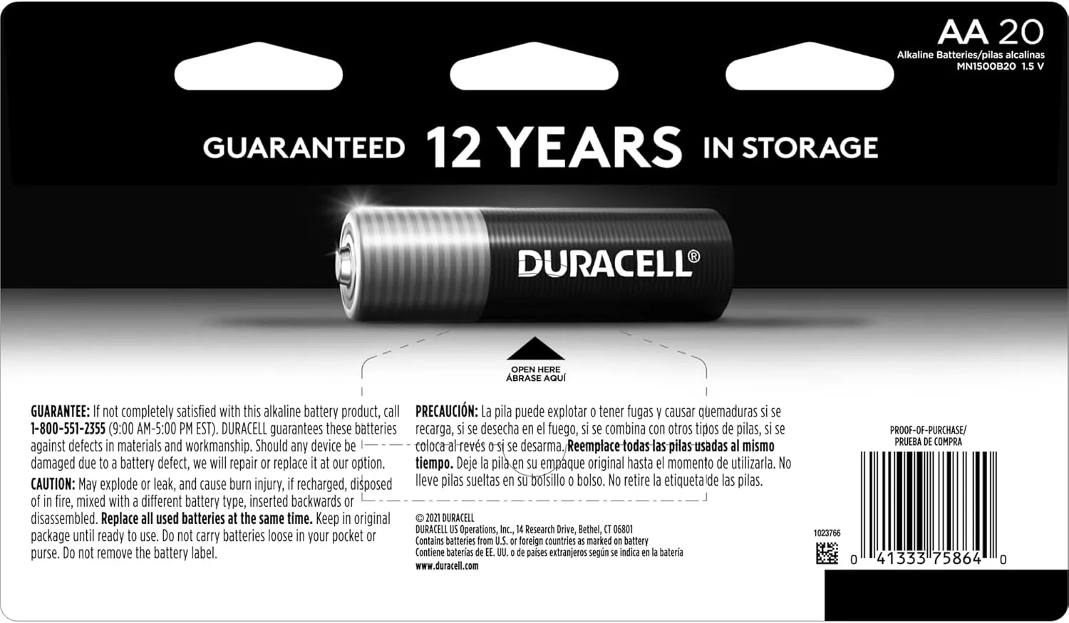 Duracell Coppertop AA Batteries with Power Boost Ingredients, 20 Count Pack Double A Battery with Long-lasting Power, Alkaline AA Battery for Household and Office Devices