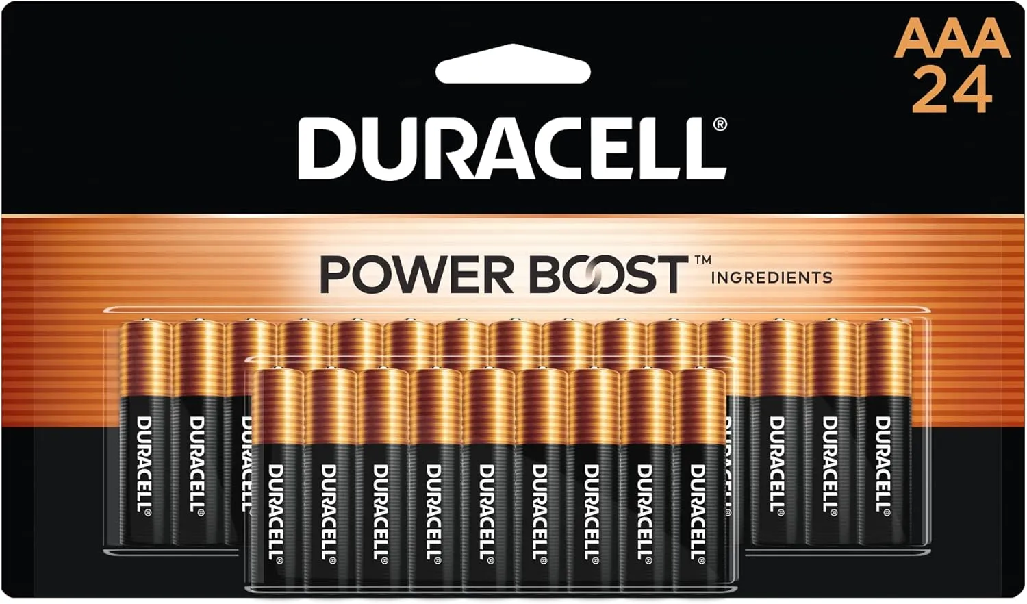 Duracell Coppertop AAA Batteries with Power Boost Ingredients, 24 Count Pack Triple A Battery with Long-Lasting Power, Alkaline AAA Battery for Household and Office Devices