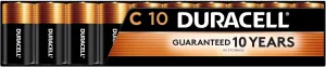Duracell Coppertop C Batteries, 10 Count (Pack of 1), C Battery with Long-lasting Power, All-Purpose Alkaline C Battery for Household and Office Devices