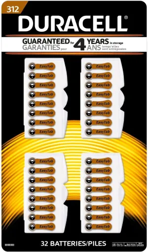 Duracell Hearing Aid Size 312 Batteries, 32 Count