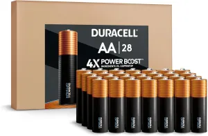 Duracell Optimum AA Batteries with 4x Power Boost Ingredients, 28 Count (Pack of 1), Re-closable pack for a quick, easy access and organized storage, Double A Battery with Long-Lasting Power
