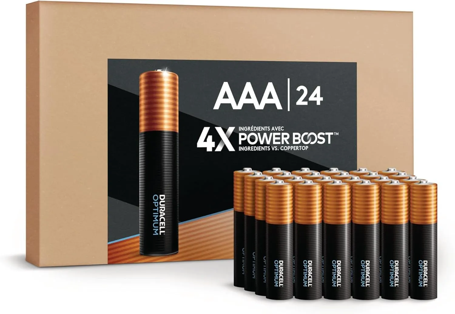 Duracell Optimum AAA Batteries with 4x Power Boost Ingredients, 24 Count (Pack of 1). Re-closable pack for quick, easy access and organized storage. Triple A Battery with Long-Lasting Power
