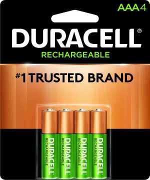 Duracell - Rechargeable AAA Batteries - long lasting, all-purpose Triple A battery for household and business - 4 count