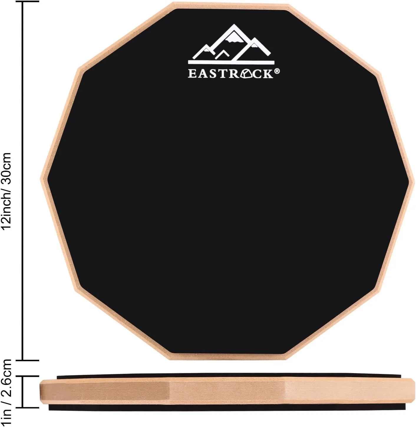 EASTROCK Practice Drum Pad, 12 Inches Double Sided Silent Drum Pad, Rubber Dumb Drum with Drumsticks and Storage Bag for Beginners, Black