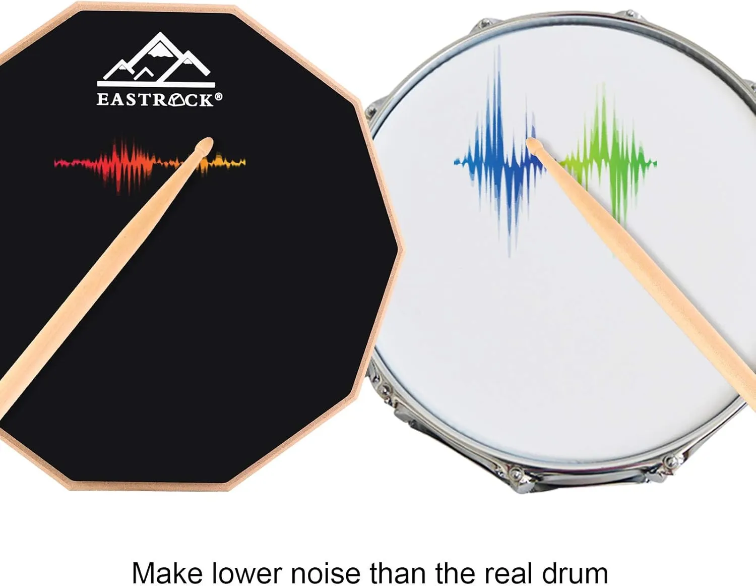 EASTROCK Practice Drum Pad, 12 Inches Double Sided Silent Drum Pad, Rubber Dumb Drum with Drumsticks and Storage Bag for Beginners, Black