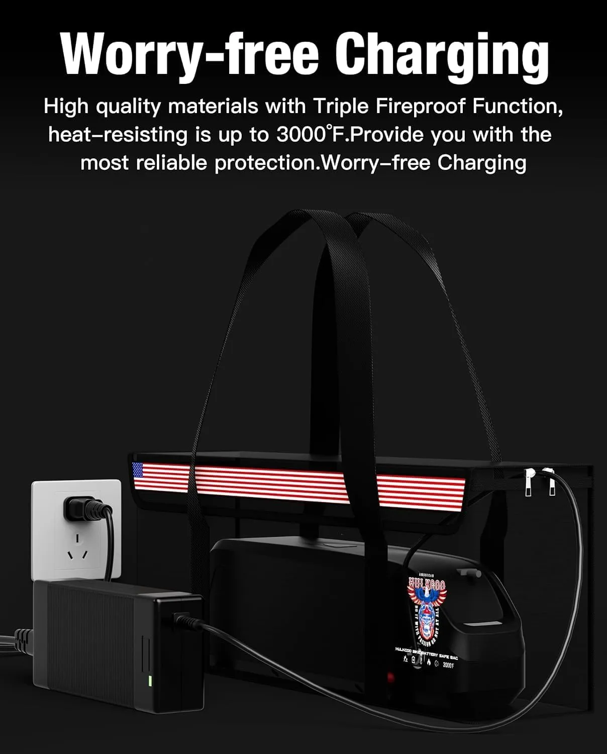 Ebike Battery Bag Fireproof Battery Safe Bag Explosion-Proof Waterproof Lipo Battery Storage Box Lithium Battery Guard Safe Case(19.3 * 4.3 * 7inch), 2-Pack