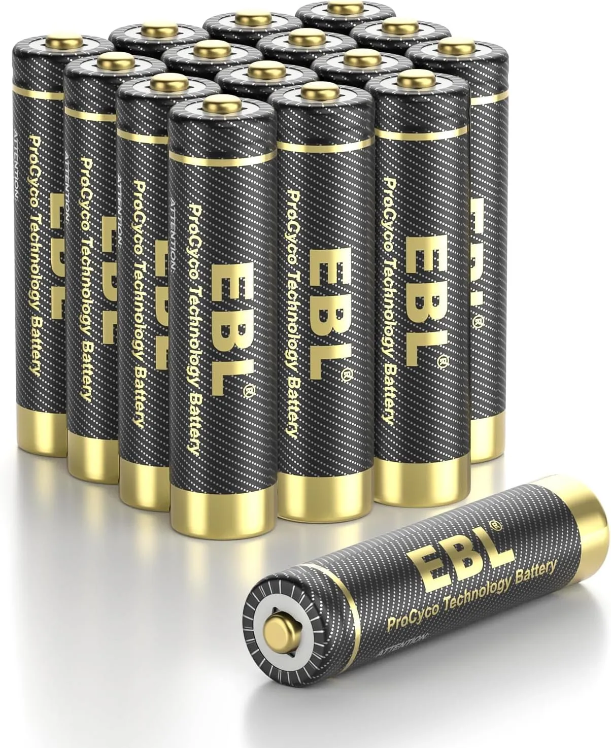 EBL Gold Pro Rechargeable AAA Batteries 1.2V 1100mAh NIMH Battery Upgraded High Performance AAA Batteries Precharged Triple A Battery - 16 Packs