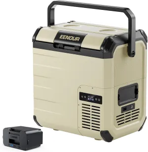 EENOUR D18 12 Volt Car Refrigerator, Portable Freezer with Detachable Battery 19Qt/18L, Battery & Solar Powered Cooler, -4~50℉, 12/24V DC, 110~240V AC, 12V Fridge for Camping, Road Trips, RV, Truck