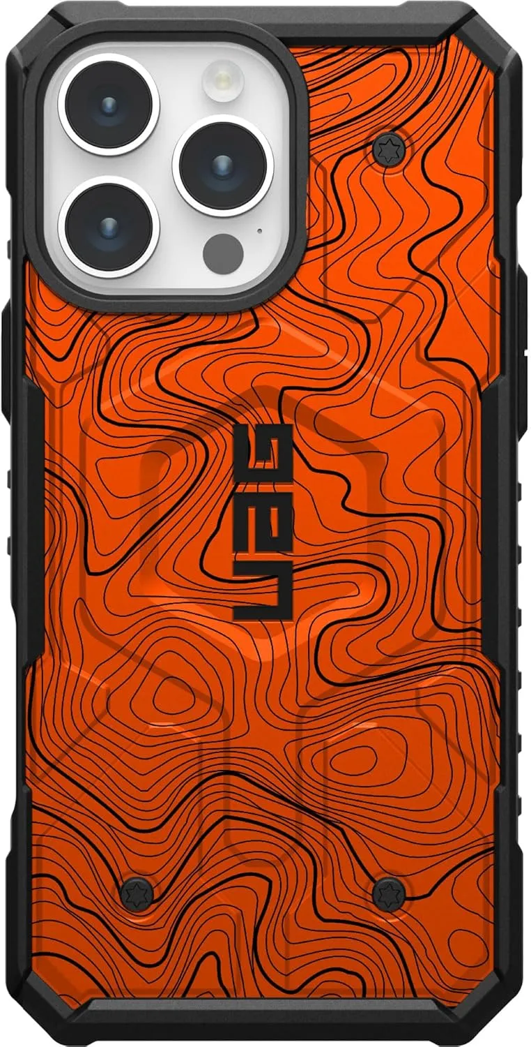 EGO TACTICAL UAG Urban Armor Gear Case Compatible with MagSafe for iPhone 16 Pro [6.3" Screen] Limited Edition Printed in The USA - Blaze Orange Topography