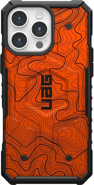 EGO TACTICAL UAG Urban Armor Gear Case Compatible with MagSafe for iPhone 16 Pro [6.3" Screen] Limited Edition Printed in The USA - Blaze Orange Topography