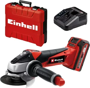 Einhell TE-AG 18/115 Li Kit Power X-Change Battery Angle Grinder (18 V, 115 mm Disc Diameter, 28 mm Cutting Depth, Incl. 3.0 Ah Battery and Charger), Red