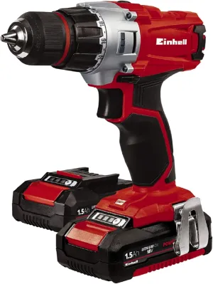 Einhell TE-CD Power X-Change 18-Volt Cordless 2-Speed 1250 RPM MAX, 20 1 Torque Setting Workshop Drill/Driver, w/Case, Belt Clip, Keyless Chuck, Built-in LED, Kit (w/ 2x1.5-Ah Battery   Fast Charger)