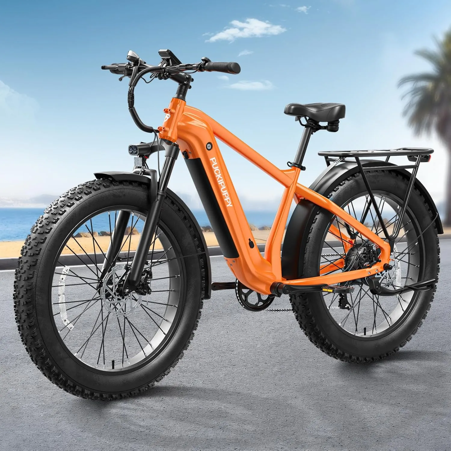 Electric Bike for Adults with 960W(Peak), 26" Fat Tire Electric Mountain Bike，48V 15AH Removable Battery Ebike, 28MPH Aluminum Frame E Bike with Rear Storage Shelf