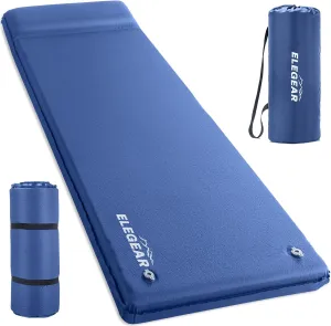 Elegear Self Inflating Sleeping Pad, 3.15" Ultra-Thick Memory Foam Camping Pad with Pillow Fast Inflating in 20s Insulated Camping Mattress Pad 4-Season Camp Sleeping Mat for Camp/Travel/Car/Tent