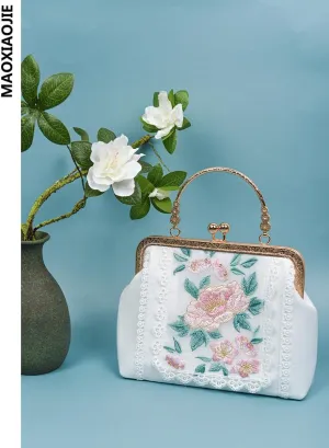 Embroidery Evening Bag Women Handbag Hobo Tote Shoulder Bag Casual Crossbody Bag Gift for Women, One Color, One Size