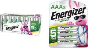 Energizer Rechargeable AA Batteries, Recharge Universal Double A Battery Pre-Charged, 16 Count & Rechargeable AAA Batteries, Recharge Universal Triple A Battery Pre-Charged, 8 Count