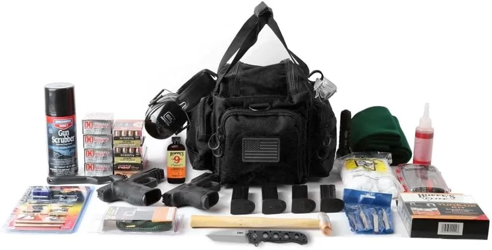 Exos Tactical Range Bag – Medium Size Range Bag for Shooting – Gun Case for Handguns, Ammo Bag, Tactical Range Bag, Molle Webbing, Free Subdued USA Patch, Designed in the USA