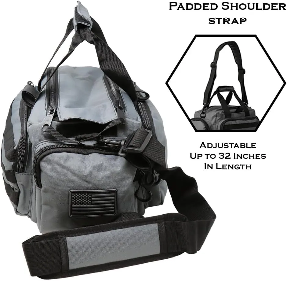 Exos Tactical Range Bag – Medium Size Range Bag for Shooting – Gun Case for Handguns, Ammo Bag, Tactical Range Bag, Molle Webbing, Free Subdued USA Patch, Designed in the USA