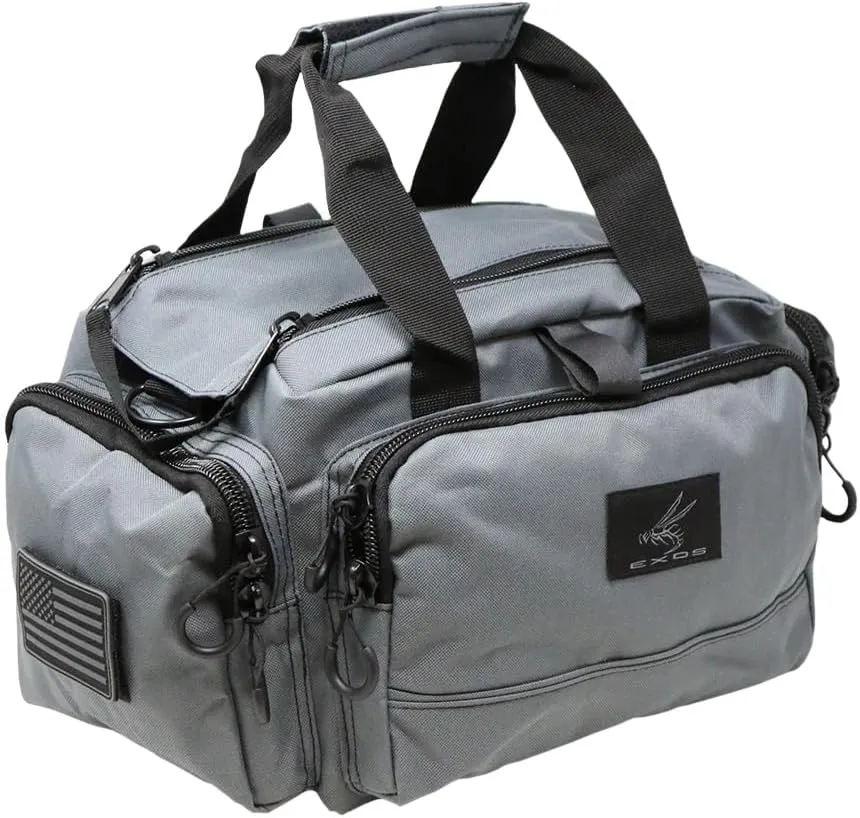 Exos Tactical Range Bag – Medium Size Range Bag for Shooting – Gun Case for Handguns, Ammo Bag, Tactical Range Bag, Molle Webbing, Free Subdued USA Patch, Designed in the USA