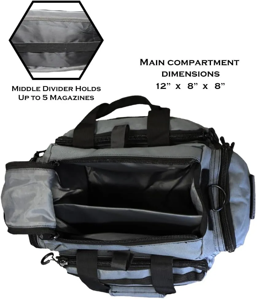 Exos Tactical Range Bag – Medium Size Range Bag for Shooting – Gun Case for Handguns, Ammo Bag, Tactical Range Bag, Molle Webbing, Free Subdued USA Patch, Designed in the USA