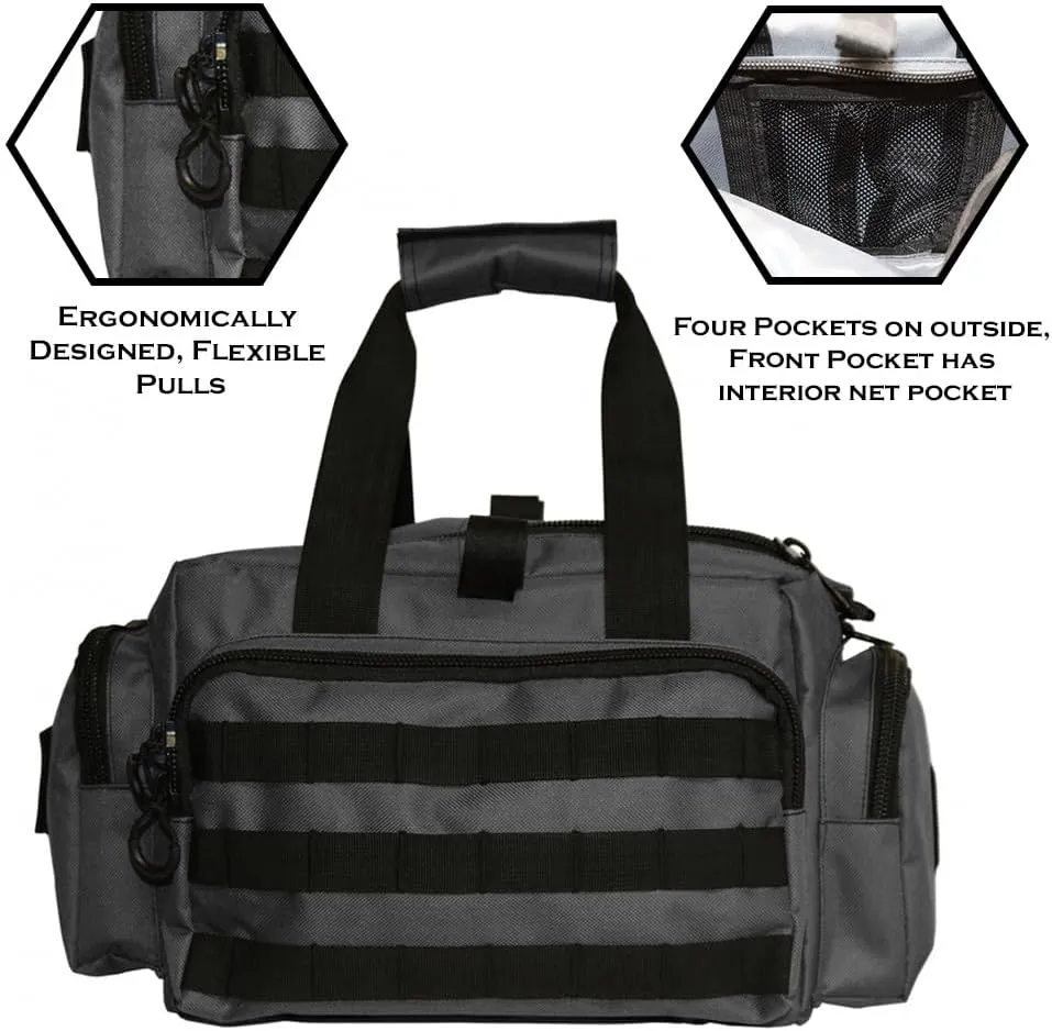 Exos Tactical Range Bag – Medium Size Range Bag for Shooting – Gun Case for Handguns, Ammo Bag, Tactical Range Bag, Molle Webbing, Free Subdued USA Patch, Designed in the USA