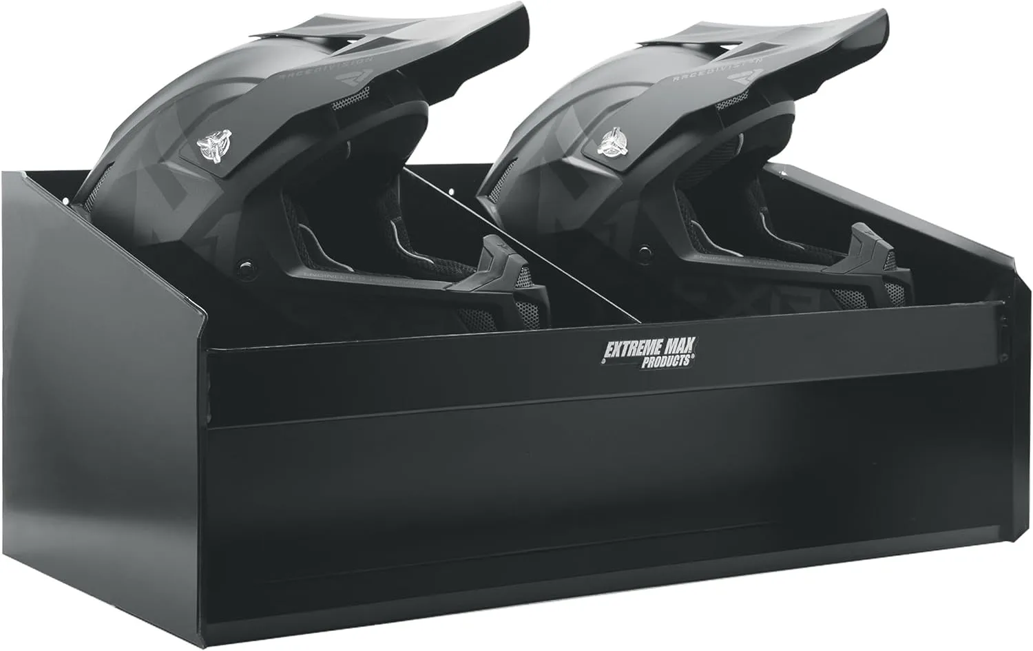 Extreme Max 5001.6139 Double Helmet Bay Wall-Mount Aluminum Cabinet Organizer for Enclosed Race Trailer, Shop, Garage, Storage - Black