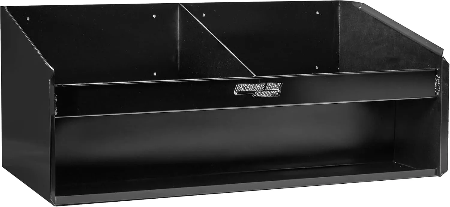 Extreme Max 5001.6139 Double Helmet Bay Wall-Mount Aluminum Cabinet Organizer for Enclosed Race Trailer, Shop, Garage, Storage - Black