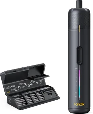Fanttik S2 Pro 3.7V Electric Screwdriver, Cordless Screwdriver Set, 7 Torque Settings, 0.5 to 6N.m, 20 Magnetic Bits, 1/4''Hex Shank, with 90° Angle Adapter, for Furniture, Household Repairs