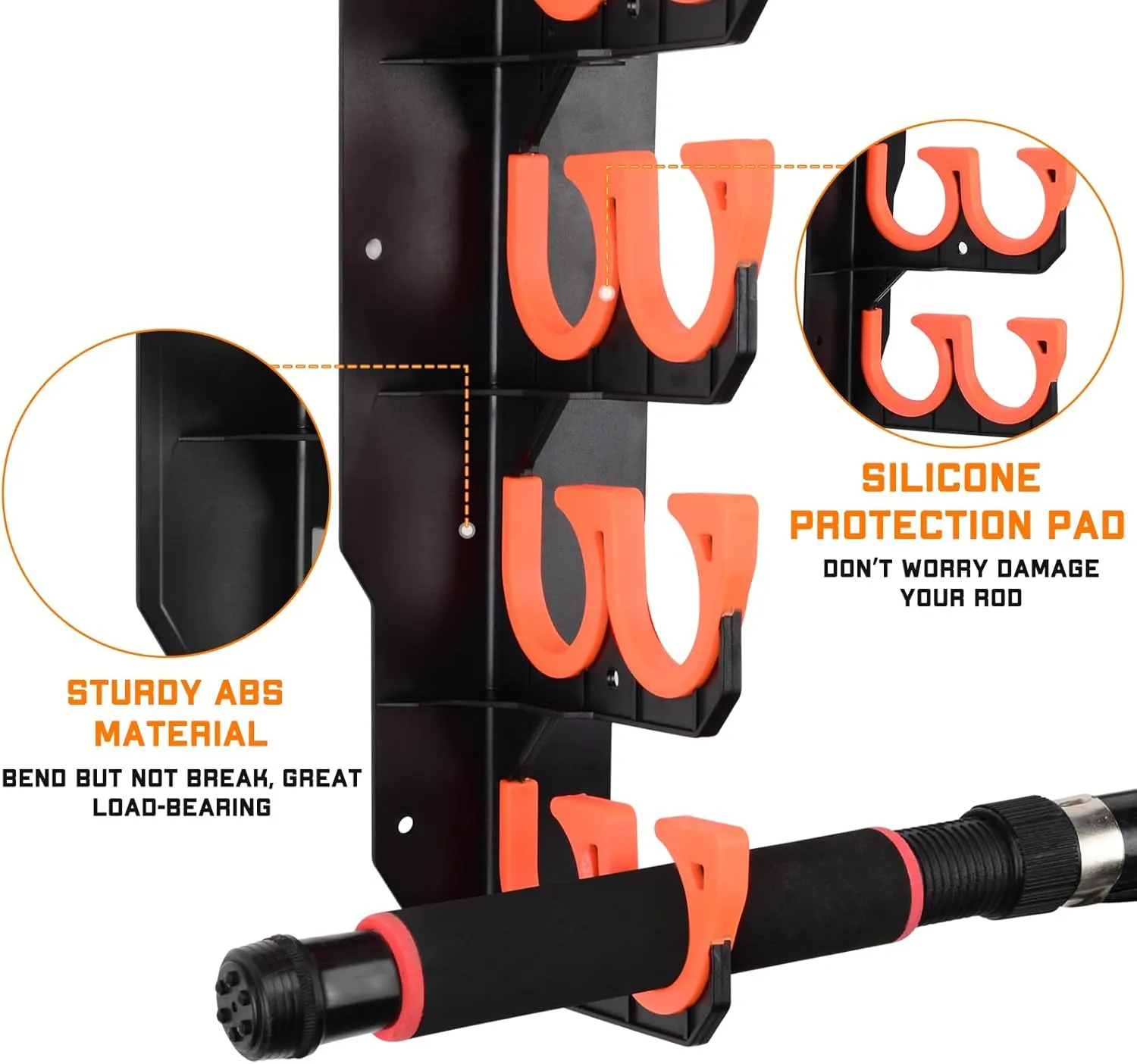 Fishing Rod Holders, Fishing Pole Holders for Garage, Wall or Ceiling Mounted Fishing Rod Rack Holds Up to 10 Rods(2 Pack)