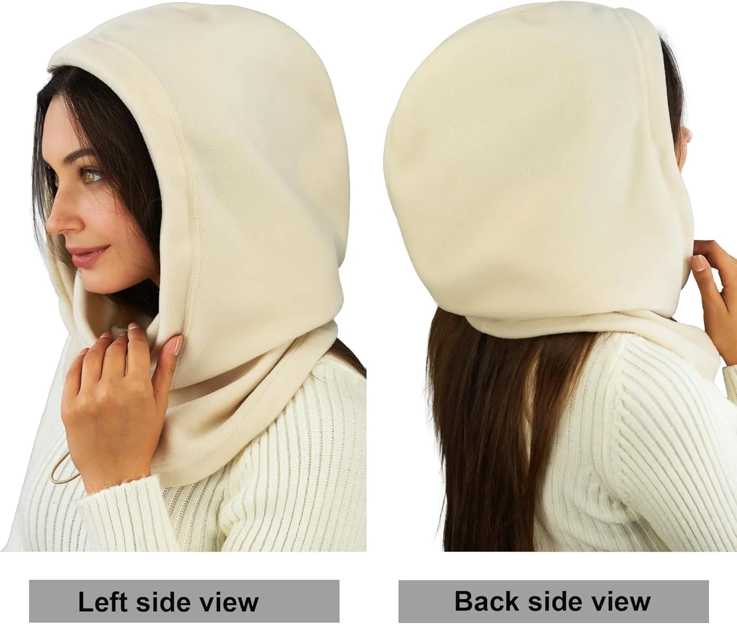 Fleece Balaclava Over Helmet - Warm Helmet Ninja Hood - Snowboard Hooded Hat Neck Gaiter Ski Mask