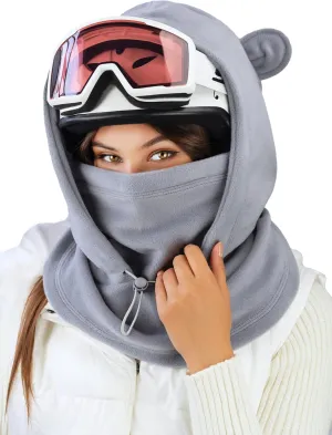 Fleece Balaclava Over Helmet - Warm Helmet Ninja Hood - Snowboard Hooded Hat Neck Gaiter Ski Mask