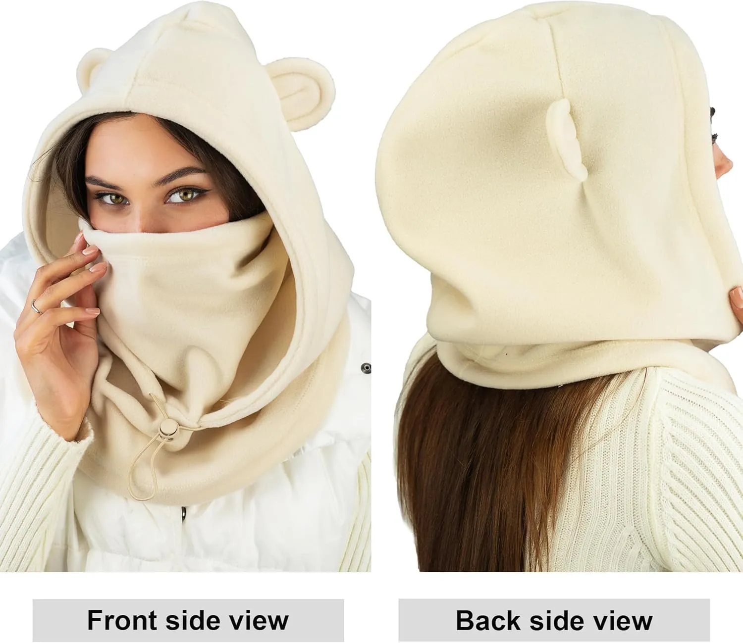 Fleece Balaclava Over Helmet - Warm Helmet Ninja Hood - Snowboard Hooded Hat Neck Gaiter Ski Mask